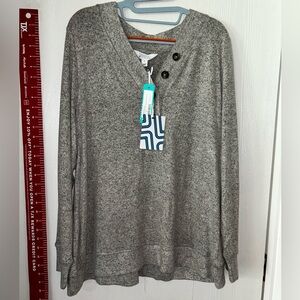 Market & Spruce Brushed Knit pullover Henley top. Size 1X. NWT